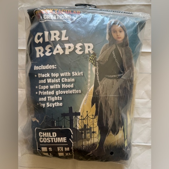 Girl Reaper Halloween Costume Size M Girls NO CHAINS - Picture 1 of 16